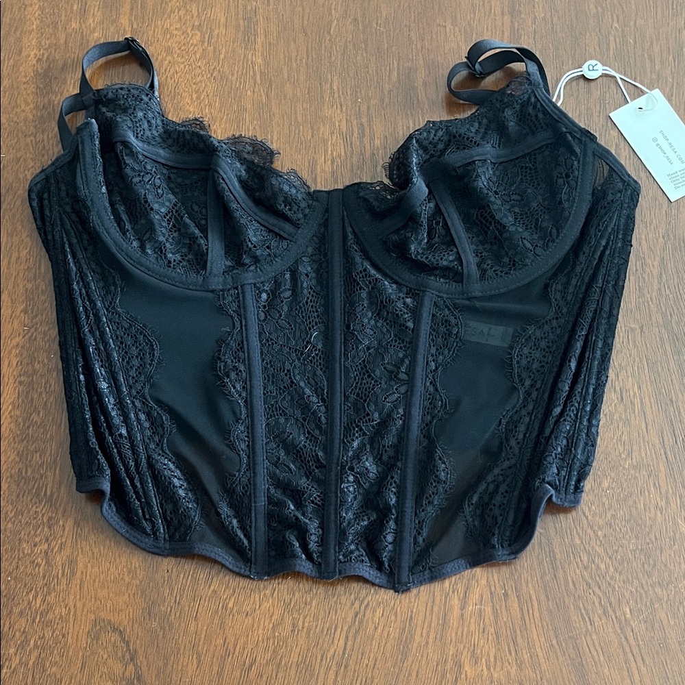 RESA Black Lace Bustier Tank Top - Picture 2 of 4
